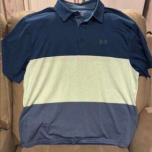 Under Armour Men's Blue and Mint Polo Shirt